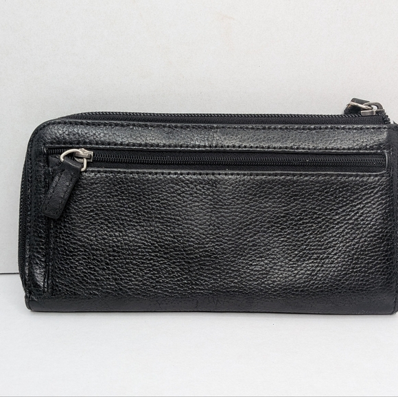 Coach Black Pebble Leather Zip Around Wallet Clutch Organizer Textured Mens - Picture 3 of 13